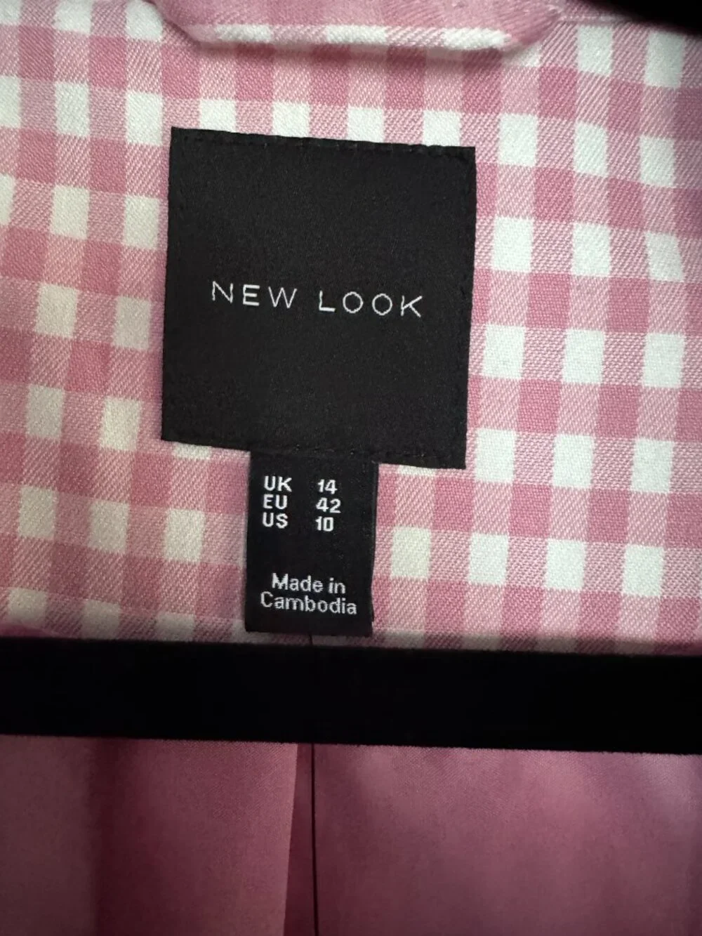 New Look blazer in pink gingham - NWT
